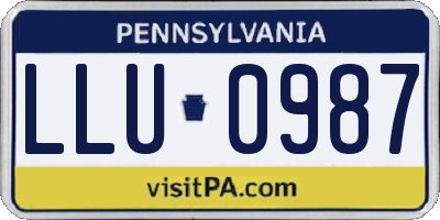 PA license plate LLU0987