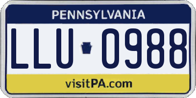 PA license plate LLU0988