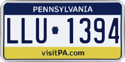PA license plate LLU1394