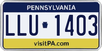 PA license plate LLU1403