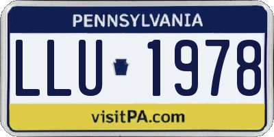 PA license plate LLU1978