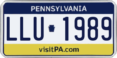PA license plate LLU1989