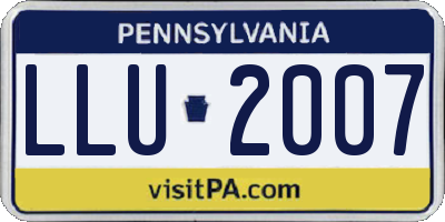 PA license plate LLU2007