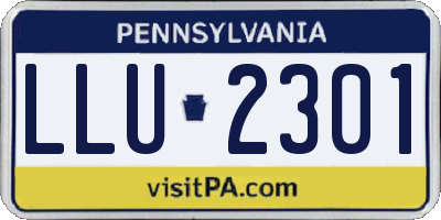 PA license plate LLU2301