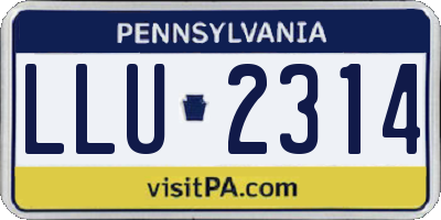 PA license plate LLU2314