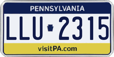 PA license plate LLU2315