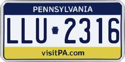 PA license plate LLU2316