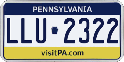 PA license plate LLU2322
