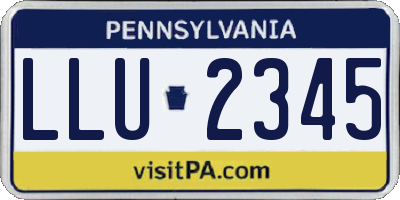 PA license plate LLU2345