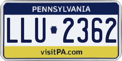 PA license plate LLU2362