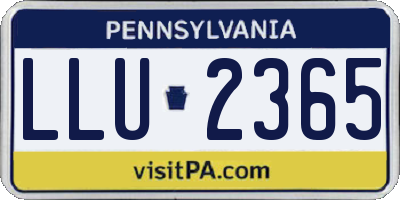 PA license plate LLU2365