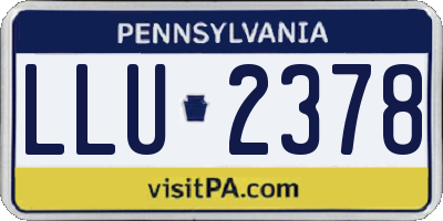 PA license plate LLU2378