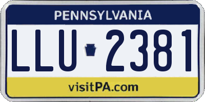 PA license plate LLU2381