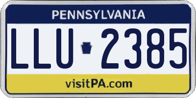 PA license plate LLU2385