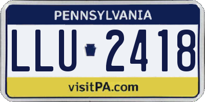 PA license plate LLU2418