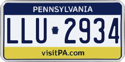 PA license plate LLU2934
