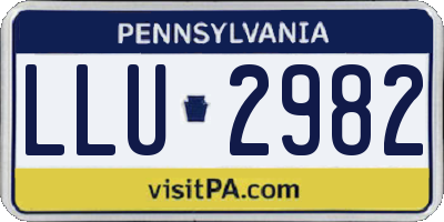 PA license plate LLU2982
