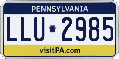 PA license plate LLU2985