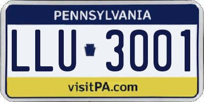 PA license plate LLU3001