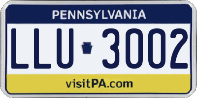 PA license plate LLU3002