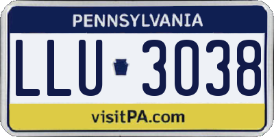 PA license plate LLU3038