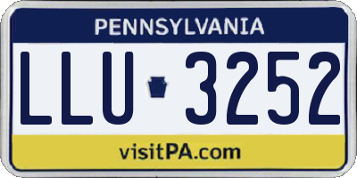 PA license plate LLU3252