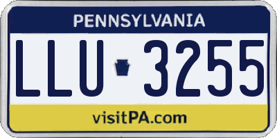 PA license plate LLU3255