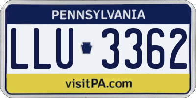 PA license plate LLU3362