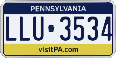 PA license plate LLU3534