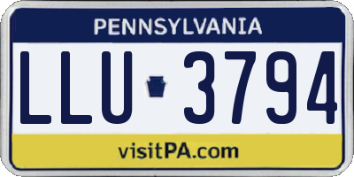 PA license plate LLU3794