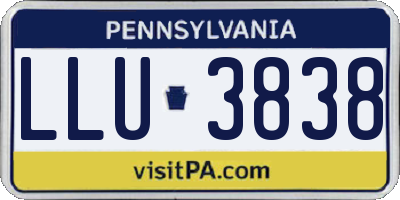 PA license plate LLU3838