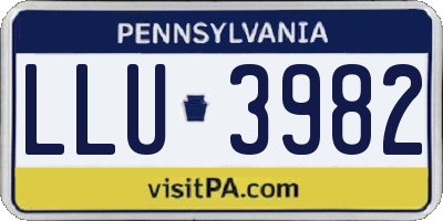 PA license plate LLU3982