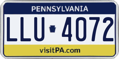 PA license plate LLU4072