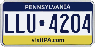 PA license plate LLU4204