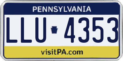 PA license plate LLU4353
