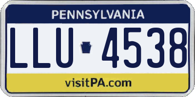 PA license plate LLU4538