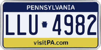 PA license plate LLU4982