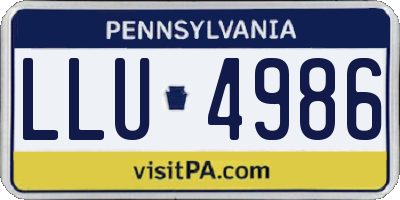 PA license plate LLU4986