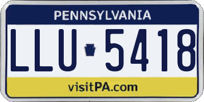PA license plate LLU5418