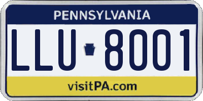 PA license plate LLU8001