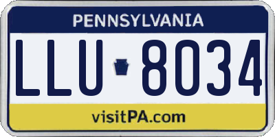 PA license plate LLU8034
