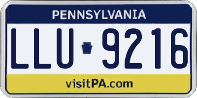 PA license plate LLU9216