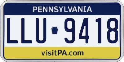 PA license plate LLU9418