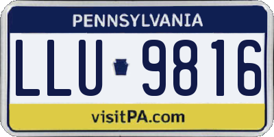 PA license plate LLU9816
