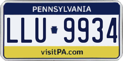 PA license plate LLU9934