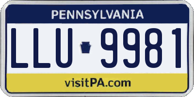 PA license plate LLU9981