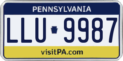 PA license plate LLU9987