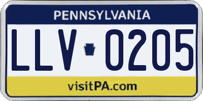 PA license plate LLV0205