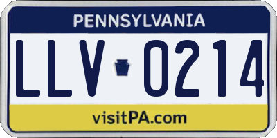 PA license plate LLV0214