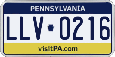 PA license plate LLV0216